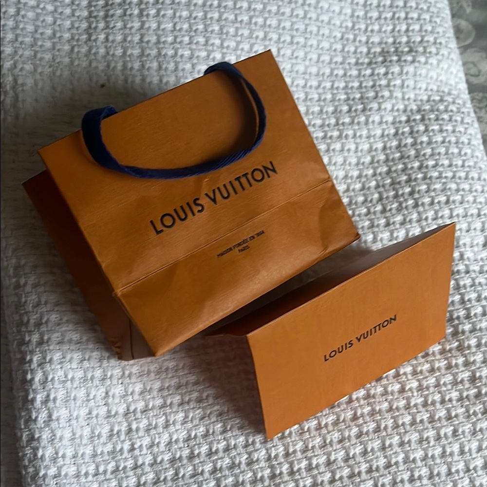 Louis Vuitton Mini Orange Gift Shopping Bag + Envelope Card Authentic LV